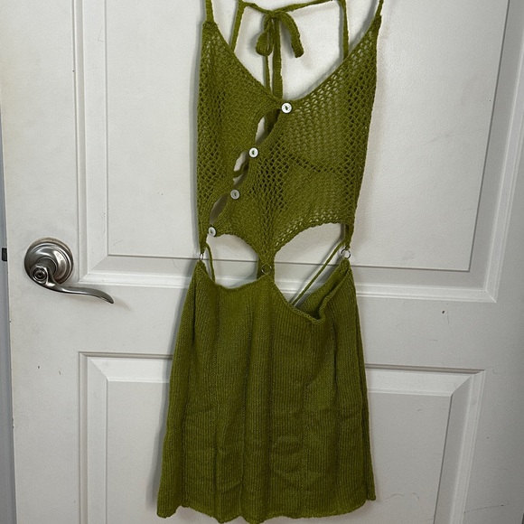 Green Knot Mini Dress with Cutouts - Picture 5 of 5